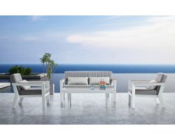 Komplet wypoczynkowy aluminiowy biały CHAMPION Higold  sofa 2-osobowa