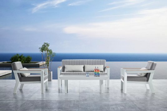 Komplet wypoczynkowy aluminiowy biały CHAMPION Higold  sofa 2-osobowa