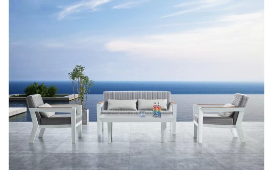 Komplet wypoczynkowy aluminiowy biały CHAMPION Higold  sofa 2-osobowa