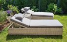 Leżak ogrodowy z technorattanu na taras z matercaem jasnoszary LAGO 