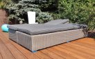 Leżak ogrodowy z technorattanu na taras z matercaem jasnoszary LAGO 
