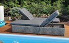 Leżak ogrodowy z technorattanu na taras z matercaem szary LAGO 