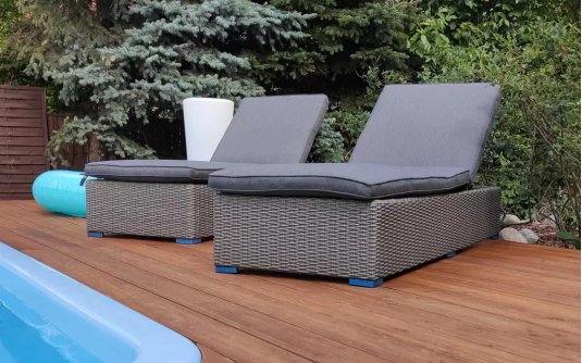 Leżak ogrodowy z technorattanu na taras z matercaem szary LAGO Leżak ogrodowy z technorattanu na taras z matercaem szary LAGO