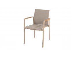 Sztaplowane krzesło ogrdowe beżowe aluminiowe CORTINA 4SO siedzenie tekstylina