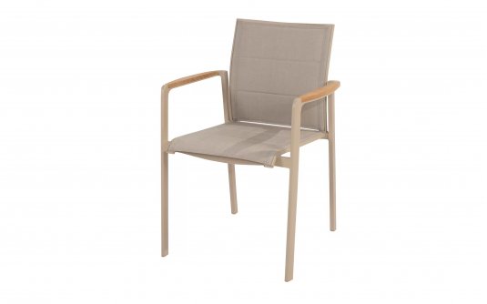 Sztaplowane krzesło ogrdowe beżowe aluminiowe CORTINA 4SO siedzenie tekstylina