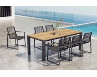 Grafitowy stół ogrodowy z blatem teak RIDGE 220 4so