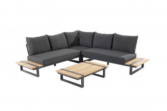 modułowy narożnik ogrodowy aluminiowy na taras z platformą teak ciemnoszary COUNTRY 4so