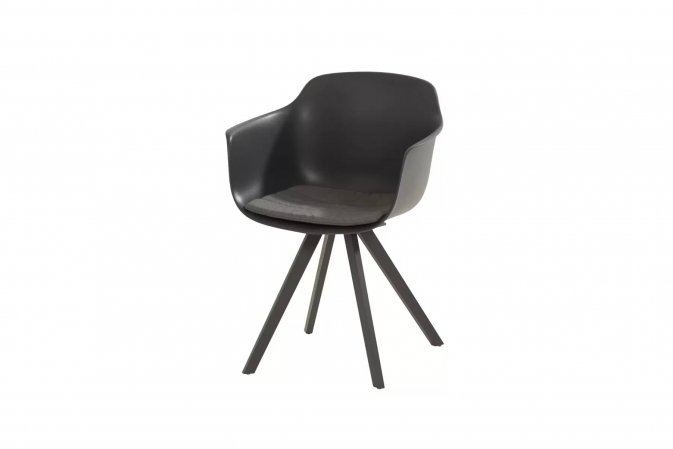 Antracytowe krzesło ogrodowe z siedziskiem z tworzywa sztucznego i poduszką SOLID 4so