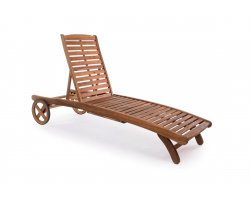 Leżak ogrodowy z drewna akacji NOEMI z kółkami