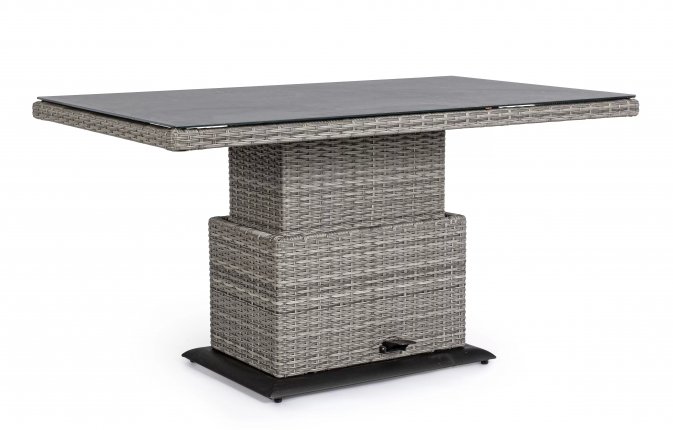 Stół ogrodowy z technorattanu szarego podnoszony blat SprayStone KENT bizzotto