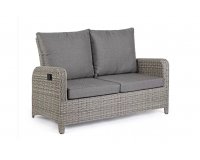 Sofa 2-osobowa z pochylanymi oparicami szary technorattan KENT bhizotto