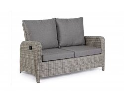 Sofa 2-osobowa z pochylanymi oparicami szary technorattan KENT bhizotto