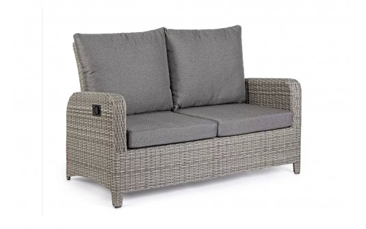 Sofa 2-osobowa z pochylanymi oparicami szary technorattan KENT bhizotto Sofa 2-osobowa z pochylanymi oparicami szary technorattan KENT bhizotto