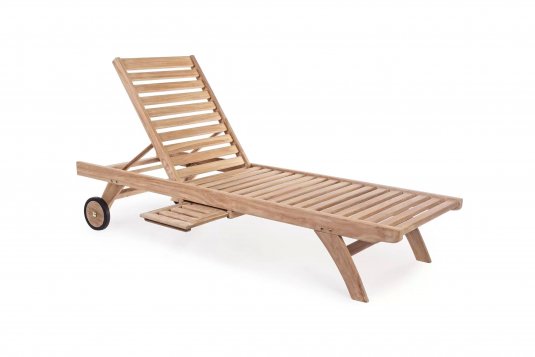 Leżak ogrodowy teakowy z kółkami MARYLAND bizzotto