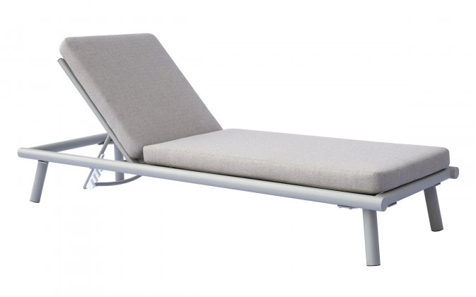 Leżak na taras TAORMINA – aluminiowy, poduszka hydrofobowa, beżowy