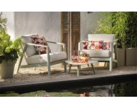 Zestaw balkonowy RANA aluminium poduszki stolik szerokość fotela 85 cm kolor soft green lub beż