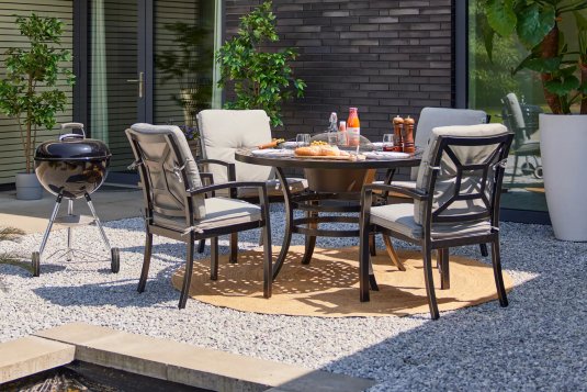 Komplet stołowy ze stołem grillowym aluminiowy dla 4 osób ROSARIO Hartman