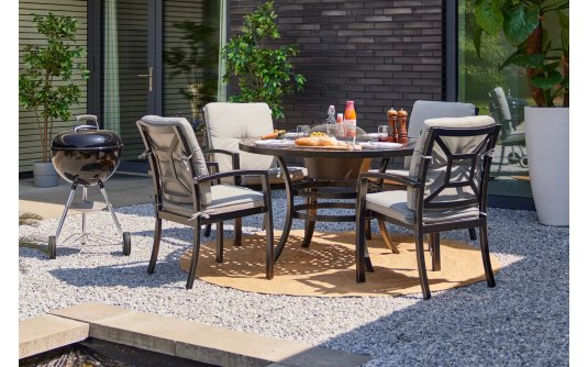 Komplet stołowy ze stołem grillowym aluminiowy dla 4 osób ROSARIO Hartman Komplet stołowy ze stołem grillowym aluminiowy dla 4 osób ROSARIO Hartman