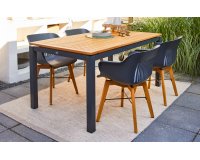 Stół ogrodowy aluminiowy ciemnoszary z blatem teak 160x90 SAONATA Hartman