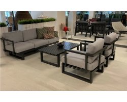 Ciemnoszary komplet wypoczynkowy z szarobeżowymi poduszkami CALABRIA Hartman