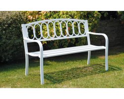 Biała ławka ogrodowa metalowa PANCA