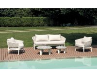 PORT GRIMAUD zestaw wypoczynkowy ogrodowy aluminium biały szkło hartowane