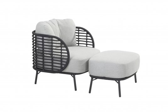 Fotel wypoczynkowy z podnóżkiem aluminmium lina polipropylenowa FABRICE 4so