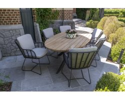 Komplet stołowy z owalnym stołem 240x115 i 6 krzesłąmi FABRICE 4so