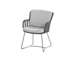 Grafitowe krzesło jadalniane na taras FABRICE 4SO lina i poduszki Olefin