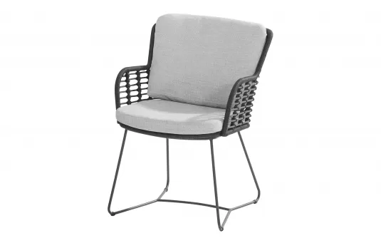 Grafitowe krzesło jadalniane na taras FABRICE 4SO lina i poduszki Olefin