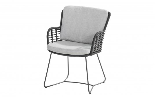 Grafitowe krzesło jadalniane na taras FABRICE 4SO lina i poduszki Olefin Grafitowe krzesło jadalniane na taras FABRICE 4SO lina i poduszki Olefin