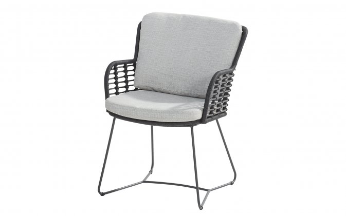Grafitowe krzesło jadalniane na taras FABRICE 4SO lina i poduszki Olefin