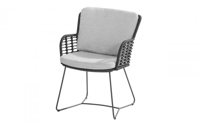 Grafitowe krzesło jadalniane na taras FABRICE 4SO lina i poduszki Olefin