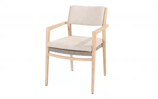 Krzesło do jadalni ze szczotkowanego teaku JULIA 4SO z poduszkami