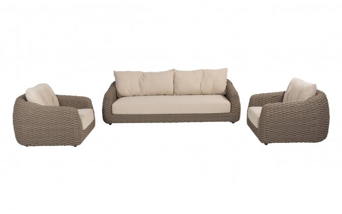 Luksusowe meble ogrodowe MAXIME pasy i lina polipropylenowa szarobrązowa