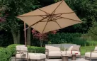 Parasol ogrodowy 300x300 cm ekskluzywny SIESTA PREMIUM noga DREWNO / poszycie PIASKOWY