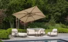 Parasol ogrodowy 300x300 cm ekskluzywny SIESTA PREMIUM noga DREWNO / poszycie PIASKOWY