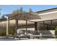 Parasol ogrodowy 300x300 cm ekskluzywny SIESTA PREMIUM noga DREWNO / poszycie ANTRACYT