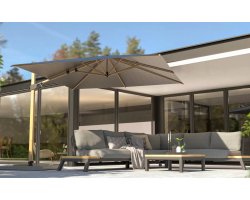 Parasol ogrodowy 300x300 cm ekskluzywny SIESTA PREMIUM noga DREWNO / poszycie ANTRACYT