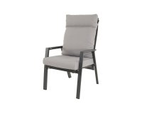Grafitowy MALIK Fotel ogrodowy wysokie pochylane oparcie aluminium antracyt