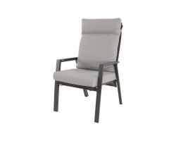 Grafitowy MALIK Fotel ogrodowy wysokie pochylane oparcie aluminium antracyt