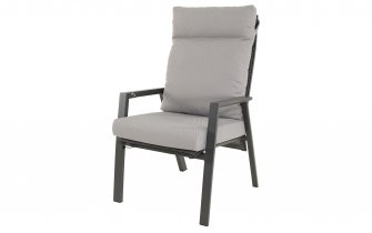 Grafitowy MALIK Fotel ogrodowy wysokie pochylane oparcie aluminium antracyt