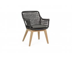 Krzesło obiadowe teakowe z liną polipropylenową CZARNA MADISON bizzotto