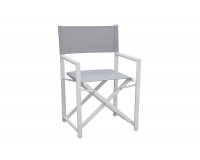 PAROS krzesło reżyserskie ogrodowe aluminium i tekstylina 55×51×86 białe