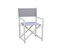 PAROS krzesło reżyserskie ogrodowe aluminium i tekstylina 55×51×86 białe