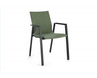 Krzesło sztaplowane aluminiowe ogrodowe oliwkowa tapicerka ODEON bizzotto ANTRACYT