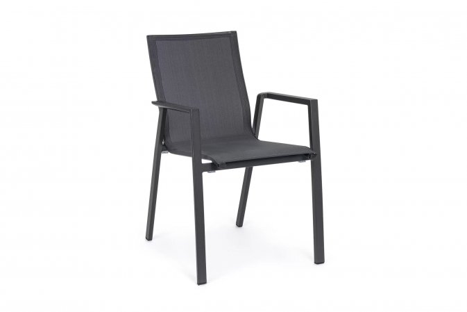 Krzesło sztaplowane aluminiowe antracytowe na taras KRION tekstylina