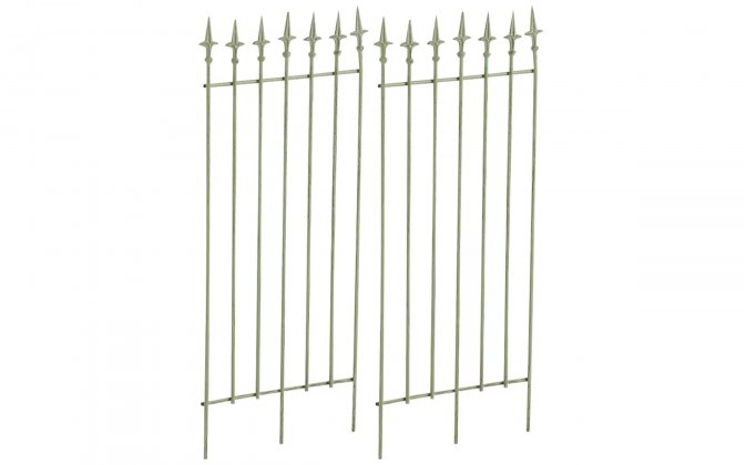 2x zielony antyczny postarzana trelisa płotek z ornamentami ogrodowa ELIZZE metaloplastyka