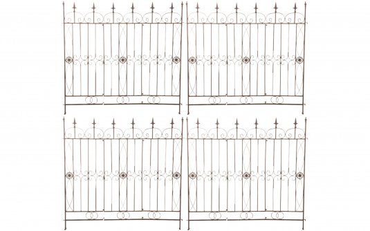 Zestaw 4 płotków trelis metaloplastyka ogrodowych MONTITOS kolor brązowy antyczny