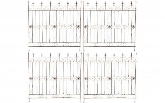 Zestaw 4 płotków trelis metaloplastyka ogrodowych MONTITOS kolor brązowy antyczny Zestaw 4 płotków trelis metaloplastyka ogrodowych MONTITOS kolor brązowy antyczny